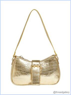 PU Leather Shoulder Bag Metallic Buckle Trendy Small Handbag